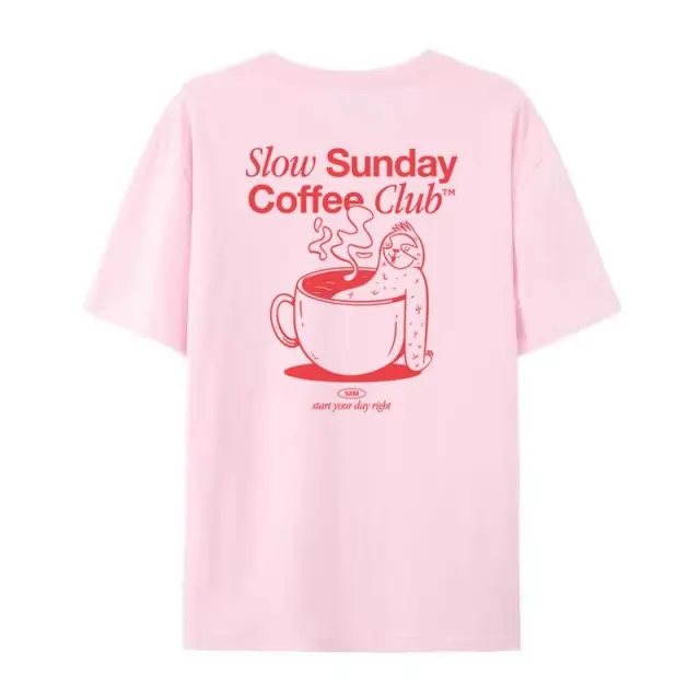Vintage Coffee Club Short Sleeve Hippie Lady Cute Pink - Shop at LoveMi