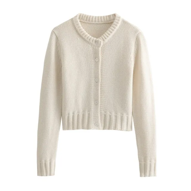 Women's Fashion Casual Blended Knitted Jacket White - Shop at LoveMi
