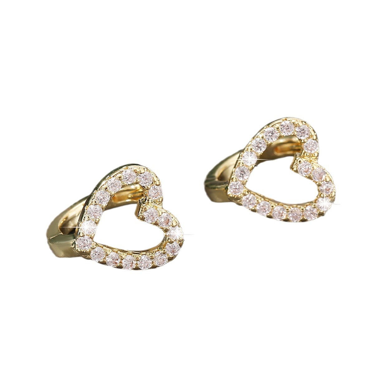 Fashion Exquisite Copper Inlaid Zirconium Love Ear Clip All-match