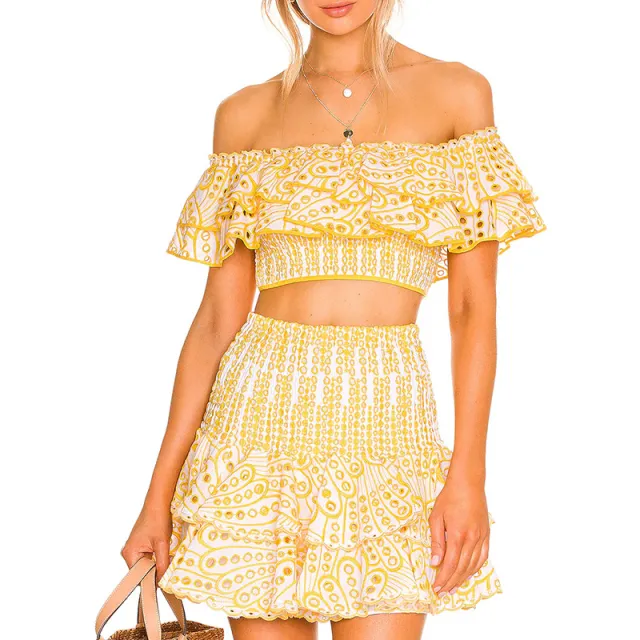 French Style Temperament Wooden Ear Short Top Yellow - Shop at LoveMi