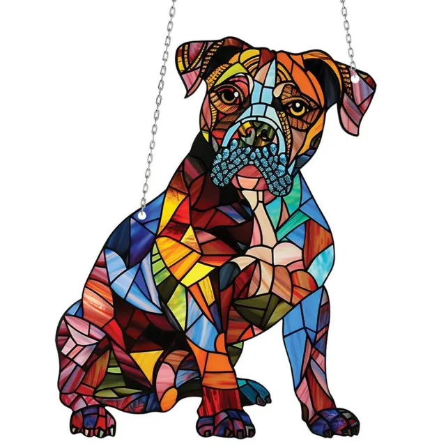 Pet Dog Color Acrylic Pendant Gift Window Hanging Sun Catcher Chain Oh2956 - Shop at LoveMi