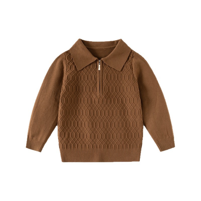 New Boys Plaid Knitted Top With Floral Patterns