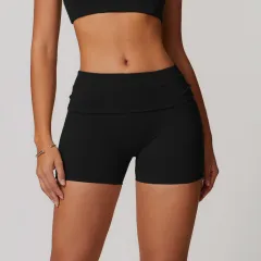 Outdoor Sports Yoga Shorts Tight Belly Trimming High Waist Hip Lift Fitness Pants - Black - View 1