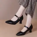 Womens French Style Pointed Oe Slingback Chunky Heel Pumps view 5