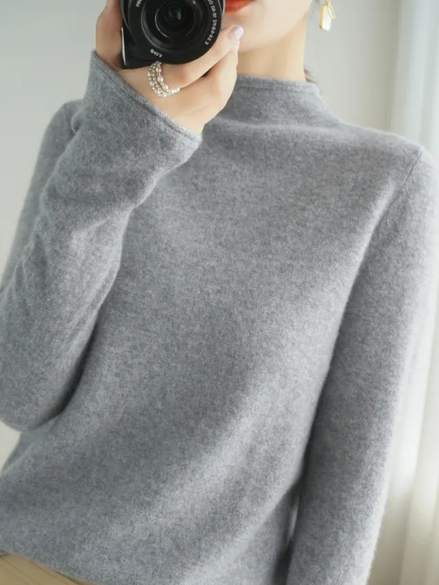 Women's Pullover Sweater Inner Wear Thickened Wool Base Shirt Gray - Shop at LoveMi