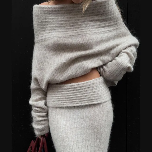 Fashionable Off shoulder Super Long Sleeve Loose All match Women Beige Coat W23L39046 - Shop at LoveMi