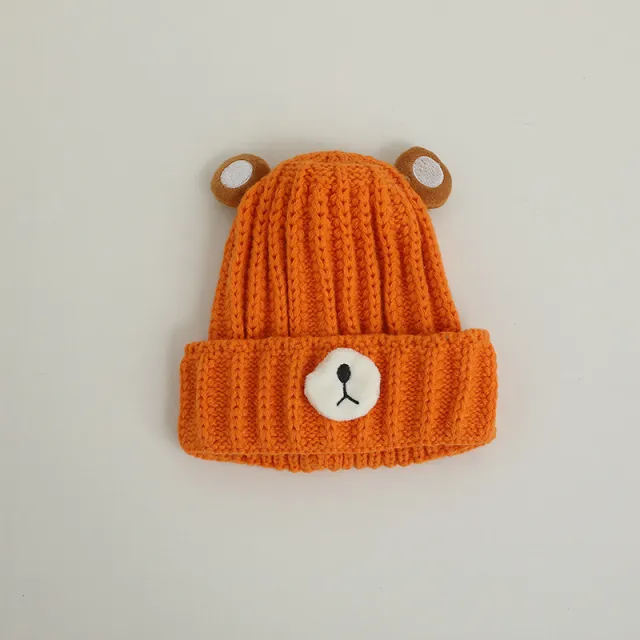 Knitted Hat Bear Candy Color Woolen Cap Orange - Shop at LoveMi