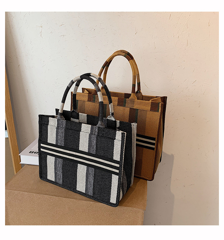 Title 9, New Fashion Plaid Large Capacity Canvas Tote Ba...