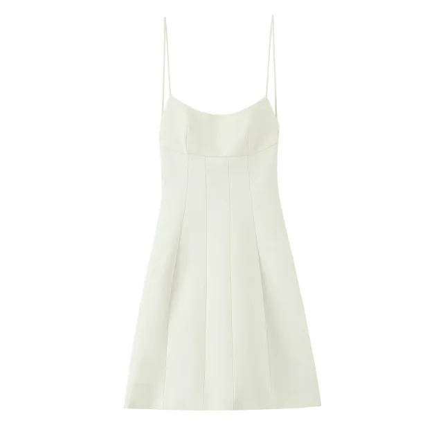 New Autumn Backless Stretchy Short Dress Beige - Shop at LoveMi