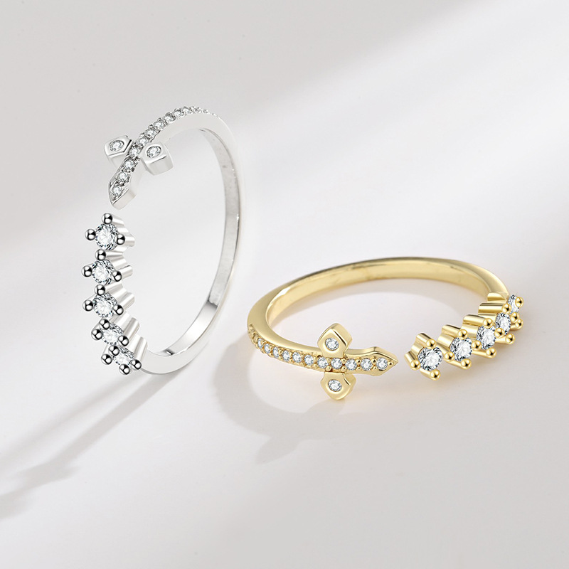 Womens Fashion Gold-Plated Ring With Micro-Paved Zirconia Stones