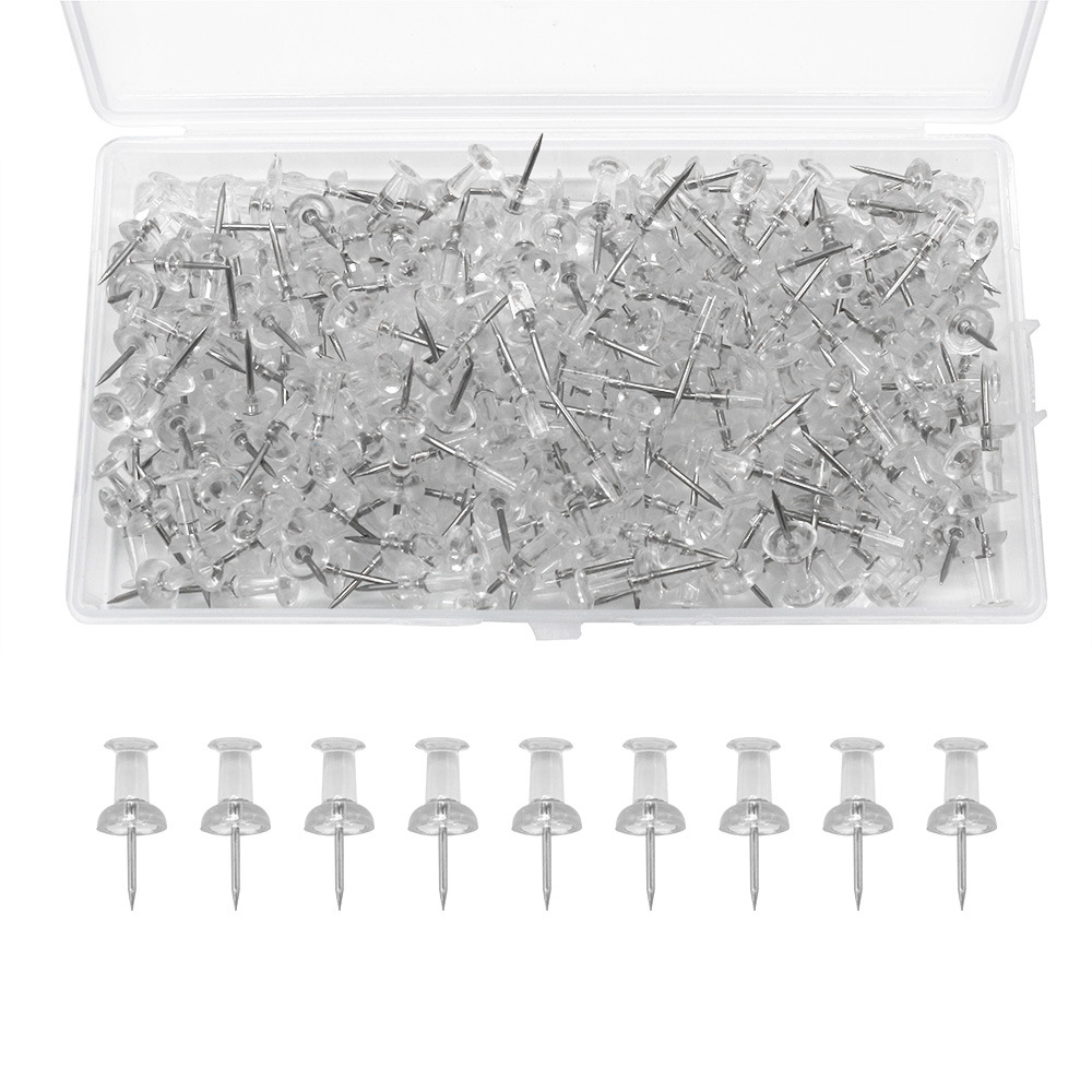 Transparent Thumbtacks 200 Pieces Per Box For Office Corkboards