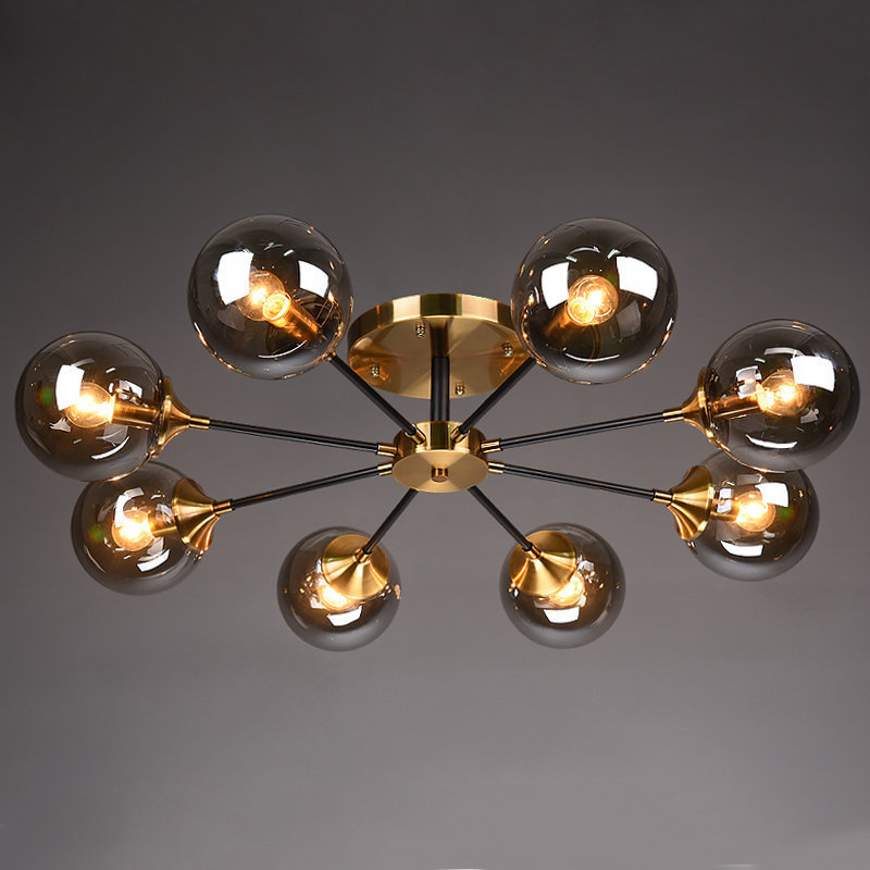 Modern Creative Micro Luxury Copper Plated Glass Ball Ceiling Lamp