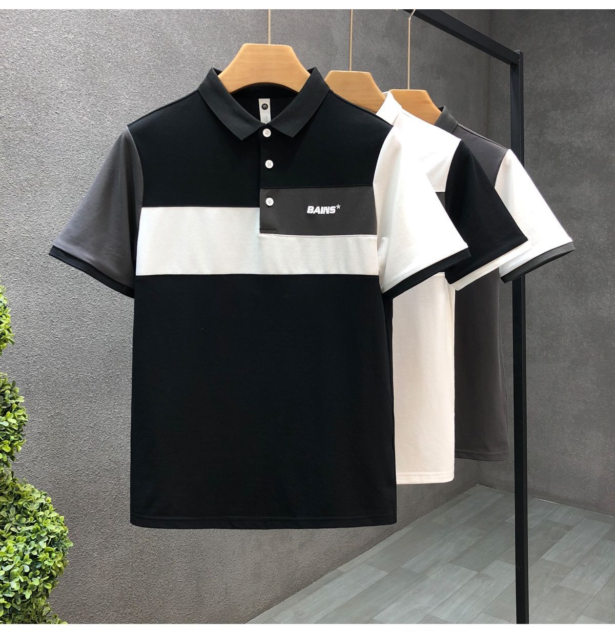 Title 2, Mens Trend Stitching Contrast Color Polo Shirt...