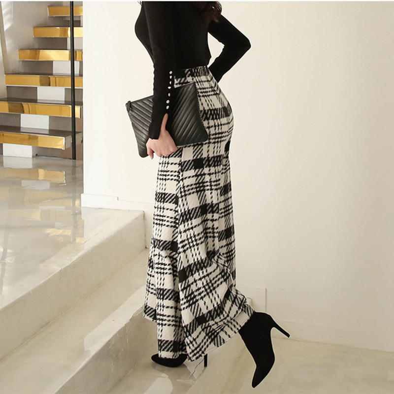 Temperament Black And White Houndstooth Slim-fit Wide-legged Pants