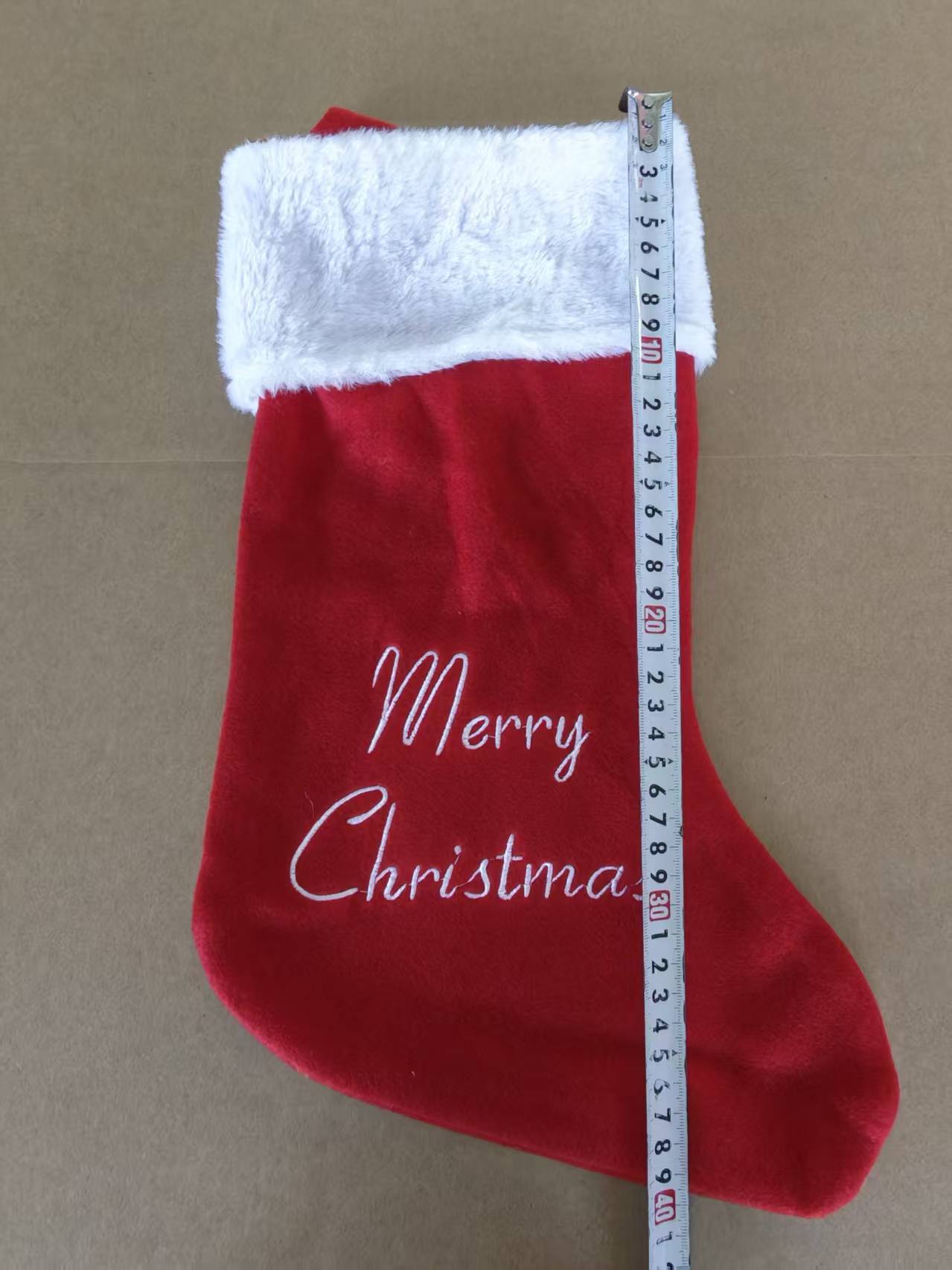Merry Christmas Velvet-Style Stocking — product details