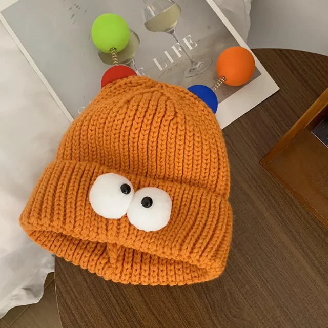 Funny Couple Style Knitted Hat Makes Your Face Look Smaller Orange - Shop at LoveMi