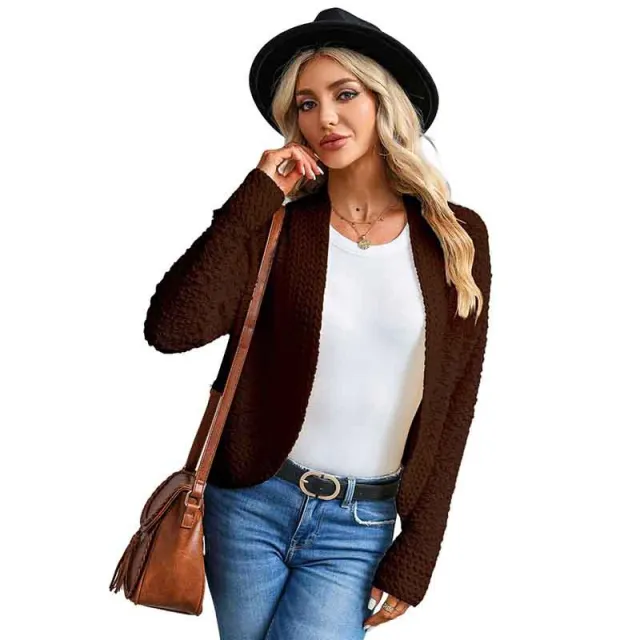 Simple Solid Color Outerwear Knitwear For Women Lc271978 Brown - Shop at LoveMi