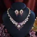 Two-piece Full-diamond Elegant Necklace And Earring Set view 1