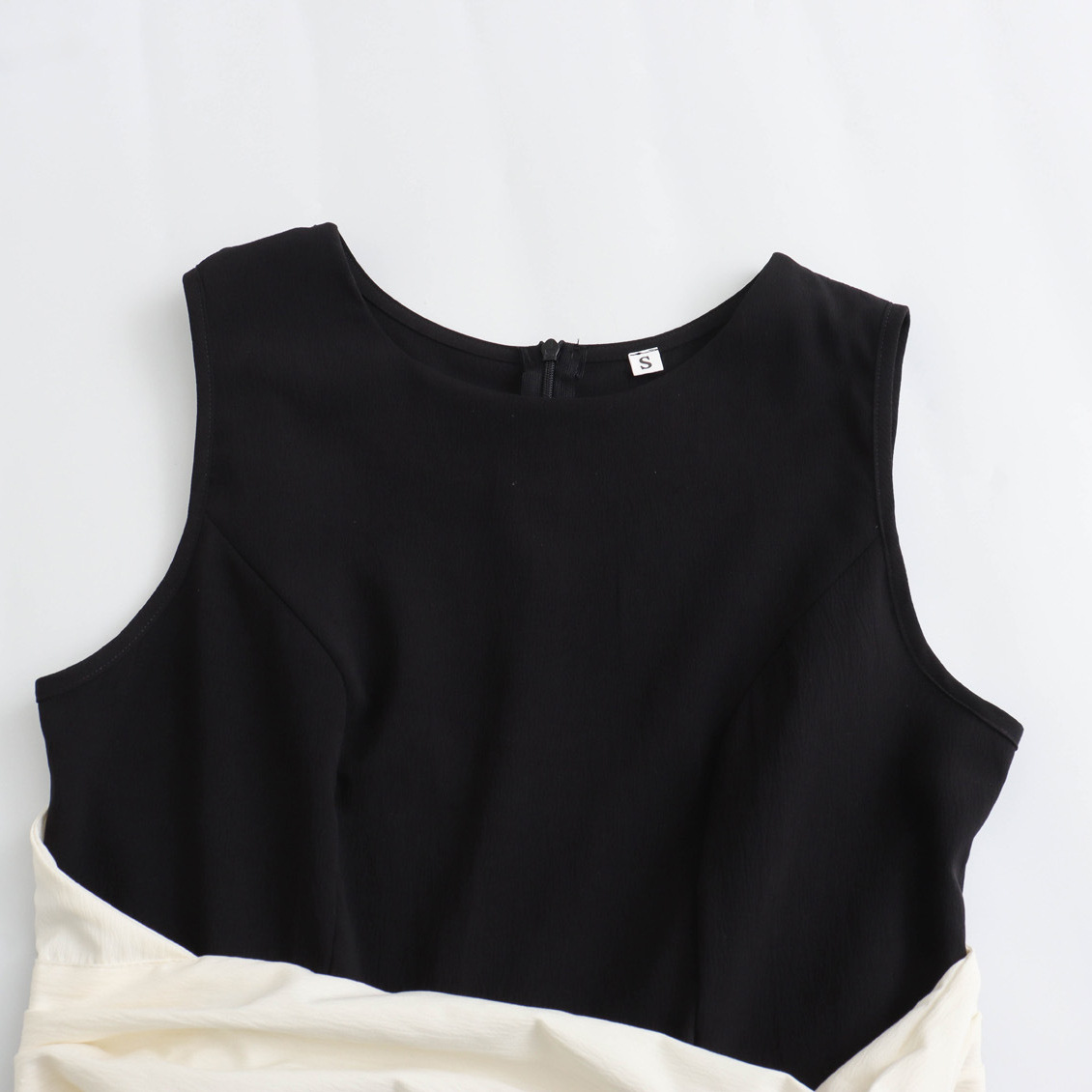 European And American Elegant Style Sleeveless Vest Color Collision Design Long Dress For Women