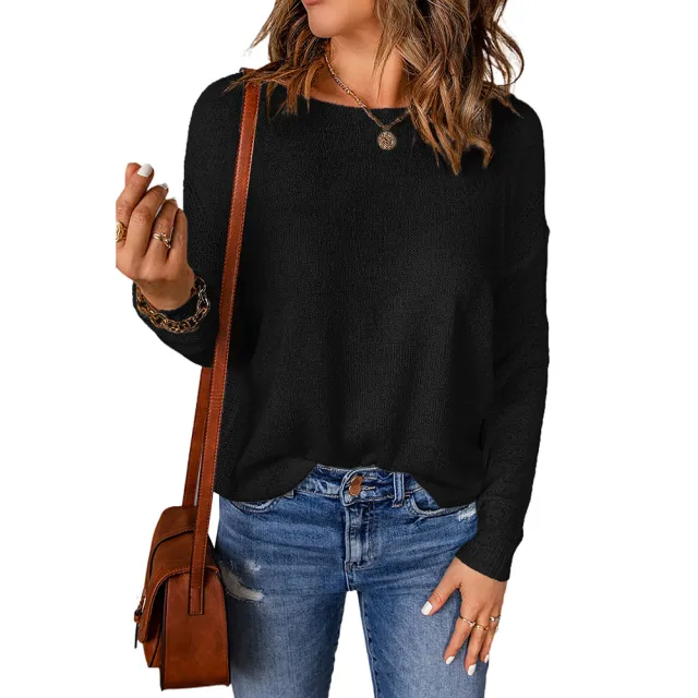Casual All matching Sweater Top Black - Shop at LoveMi