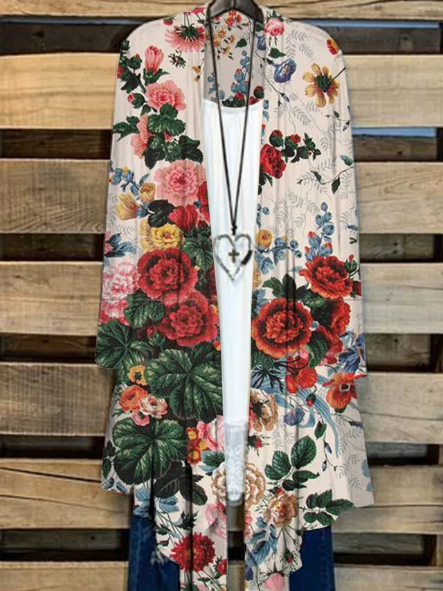 Simple Cardigan Plus Size Women's Printed Coat Top 12 Style - Shop at LoveMi