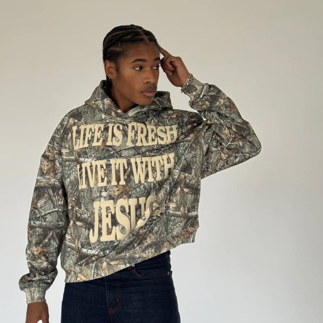 $21.60 Men's Hooded Printed Slim Fit Double Hood Sweatshirt