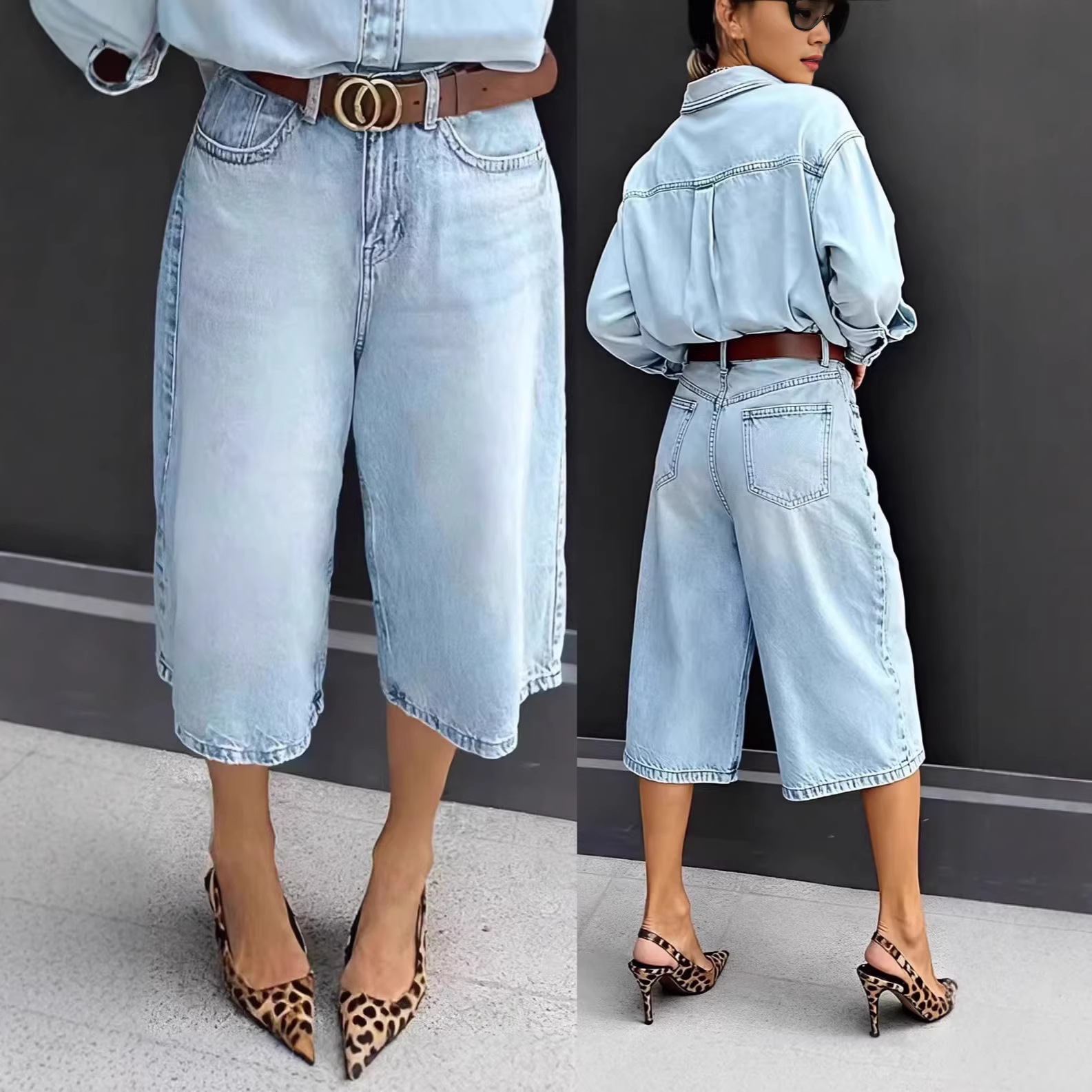Slimming Bermuda Straight-leg Mid-length Pants