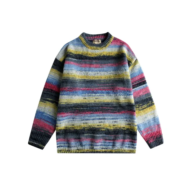 Versatile Casual Round Neck Sweater Neutral Fashion Brand Sweater Purple - Shop at LoveMi