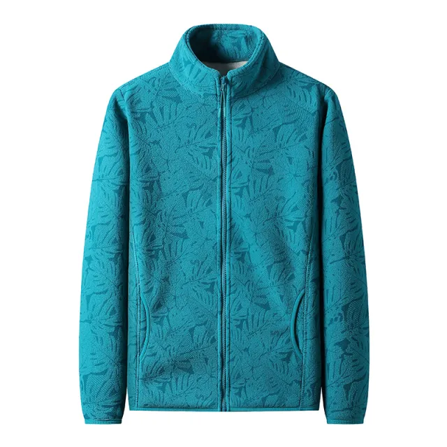 Maple Leaf Camouflage Double sided With Velvet Stand Collar Fleece Sweater Green - Shop at LoveMi