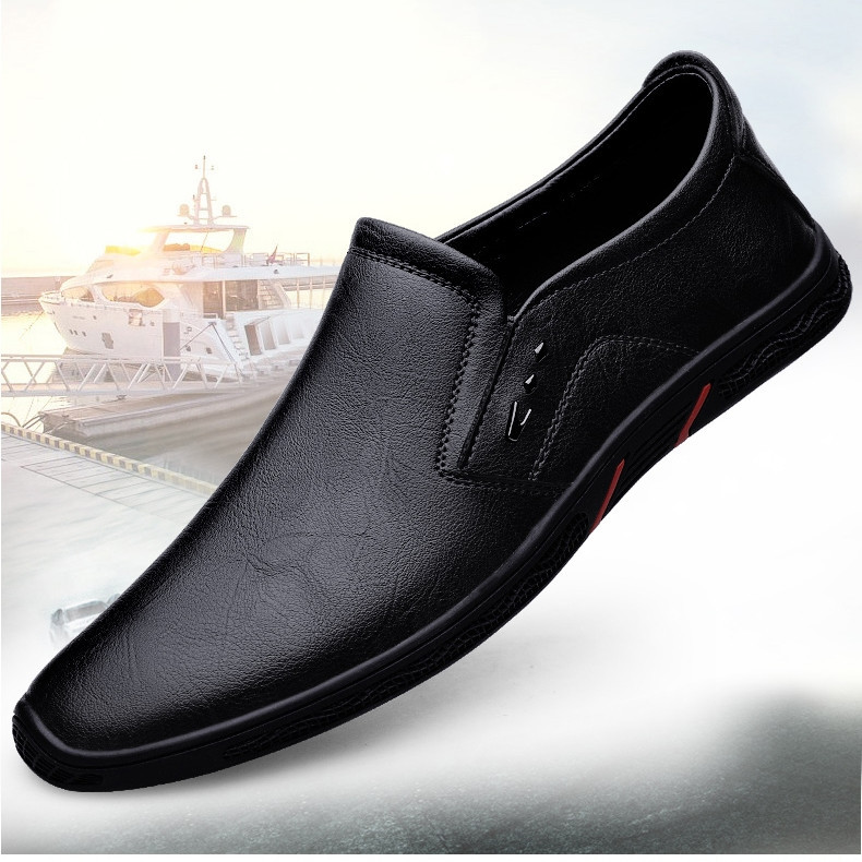 Business-casual Leather Mens Slip-on Loafers Flat Shoes