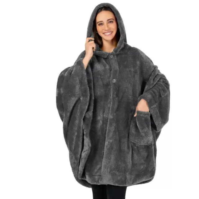 Hooded Cloak Thickened Solid Color Bathrobe Dark Gray - Shop at LoveMi