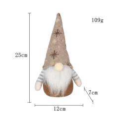 Cloth Christmas Decorations Rudolf Doll Knitted Snowflake Hat Faceless Doll - B11 Brown - View 1