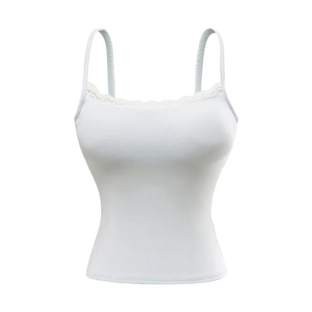 New Lace Edge Atmosphere Inner Wear Slim fit With Brassiere Pad Sweet And Spicy Vest Bottoming Shirt Blue - Shop at LoveMi