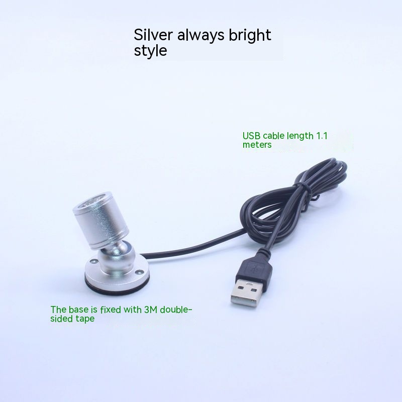 Mini Led Small Spotlight Model Decorative Crystal Fish Tank Colorful Color Changing Light 5V Usb Spotlight