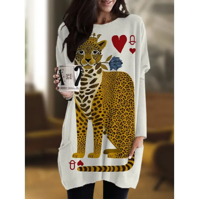 European And American Color Matching Pocket T shirt Abstract Pattern Printed Dress Flc5B202505111 - Shop at LoveMi