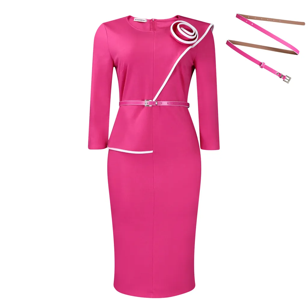 Elegant OL OL Pencil Skirt Sheath African Dress - Rose