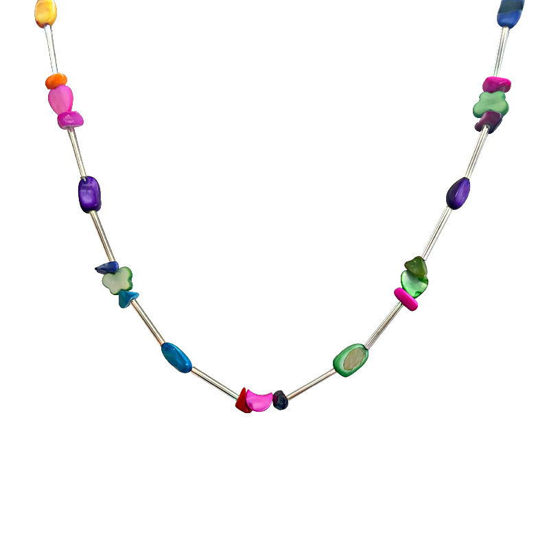 Sweet Cool Colorful Gravel Beaded Necklace