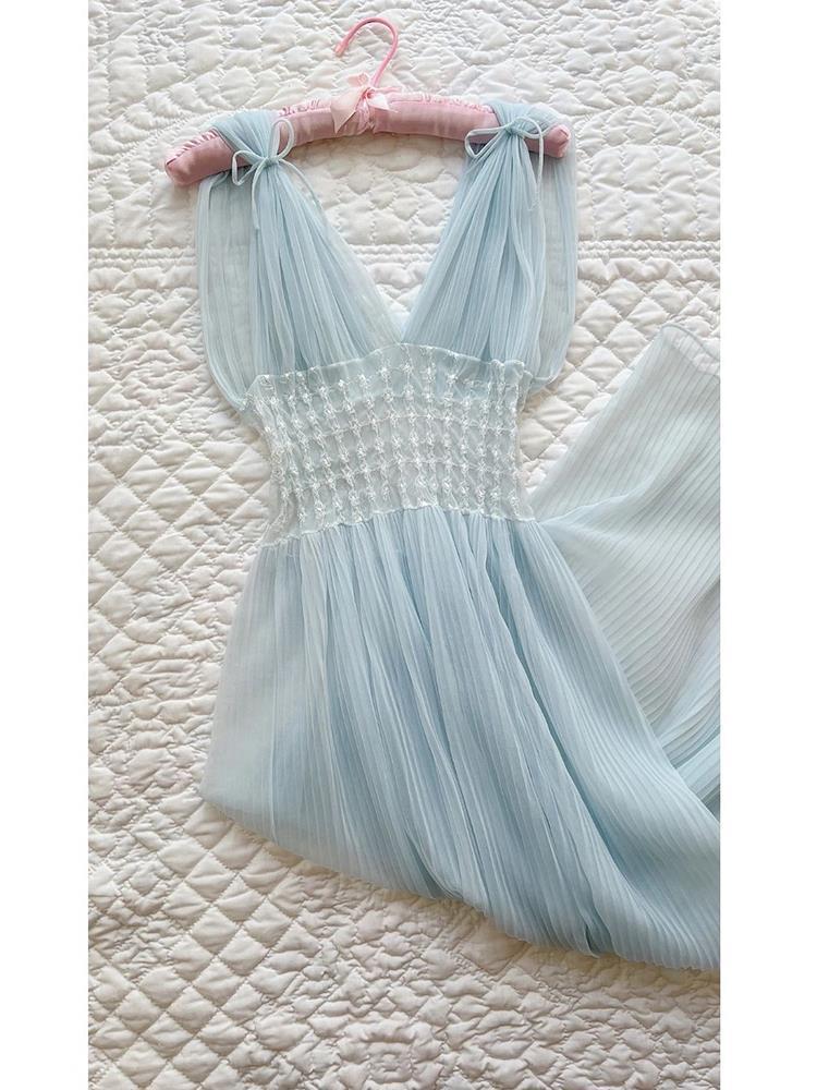 Blue Fairy Spaghetti-strap Dress Summer For Children