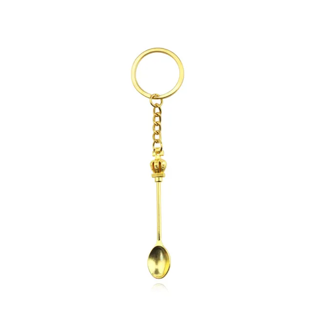 Gold, Silver Accessories Spoon Keychain Classical Crown Shape Pendant Bag Key Ring Small Gift Jewelry Gold - Shop at LoveMi