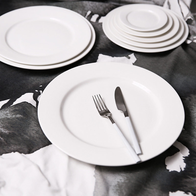 Pure White Ceramic Round Flat Plate