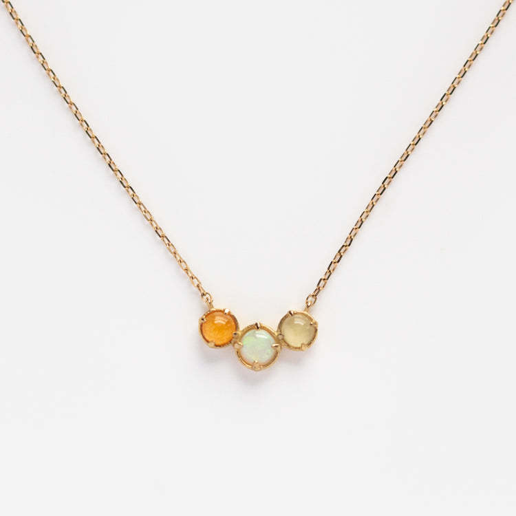 Titanium Steel Simple Color Zircon Pendant Necklace Natural Stone Necklace