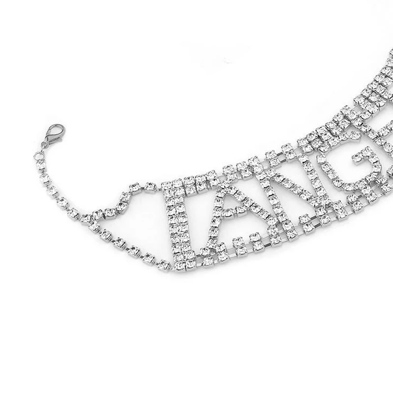 Title 3, Hollow letter full diamond necklace ANGEL