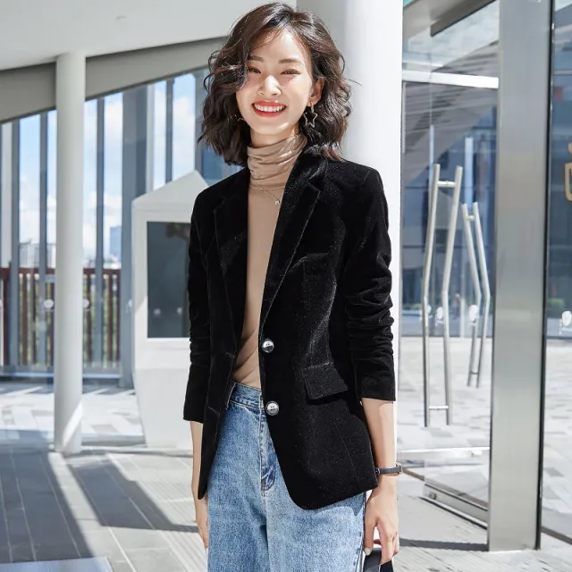 Velvet Blazer Slim Fit And Vintage Style Suit Black - Shop at LoveMi
