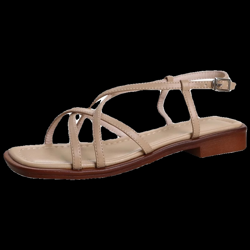 Faux Leather Crisscross Sandals