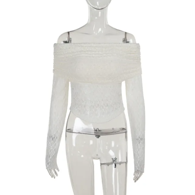 Autumn Women's Fashionable Lace Off shoulder Top White - Shop at LoveMi