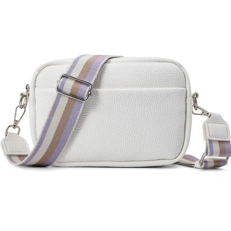 Wide Shoulder Strap Crossbody Bag - White