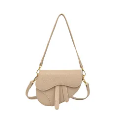 Women's Simple Shoulder Saddle Crossbody Bag - Khaki - View 1
