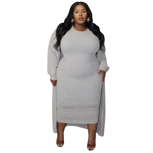 Casual Fashion Long Sleeve Coat Two piece Suit Gray - Shop at LoveMi