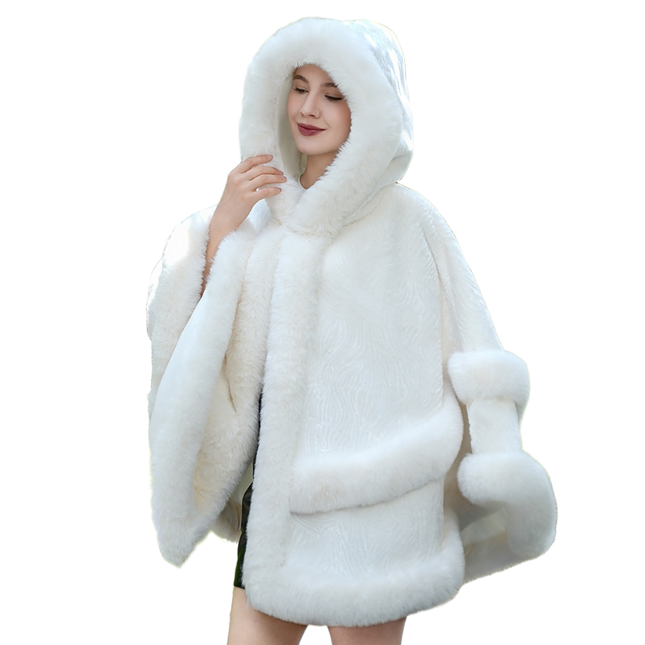 Warm Outer Wear Solid Color Fur Shawl Cold-proof