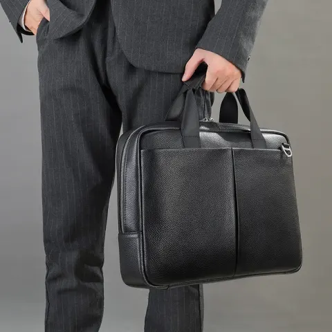 Genuine Leather Large Capacity Briefcase Men's Horizontal First Layer